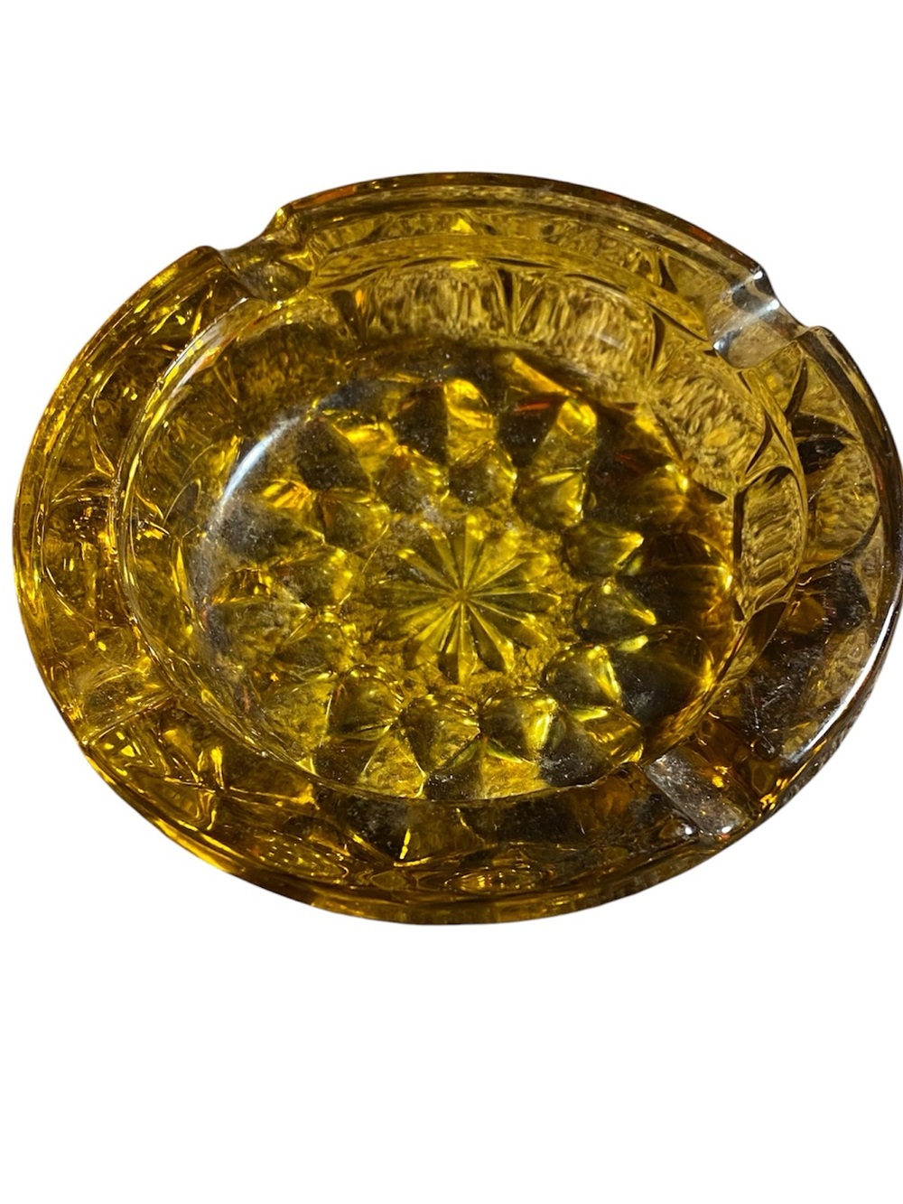 60’s Vintage Anchor Hocking Amber Glass Fairfield Starburst 6"
